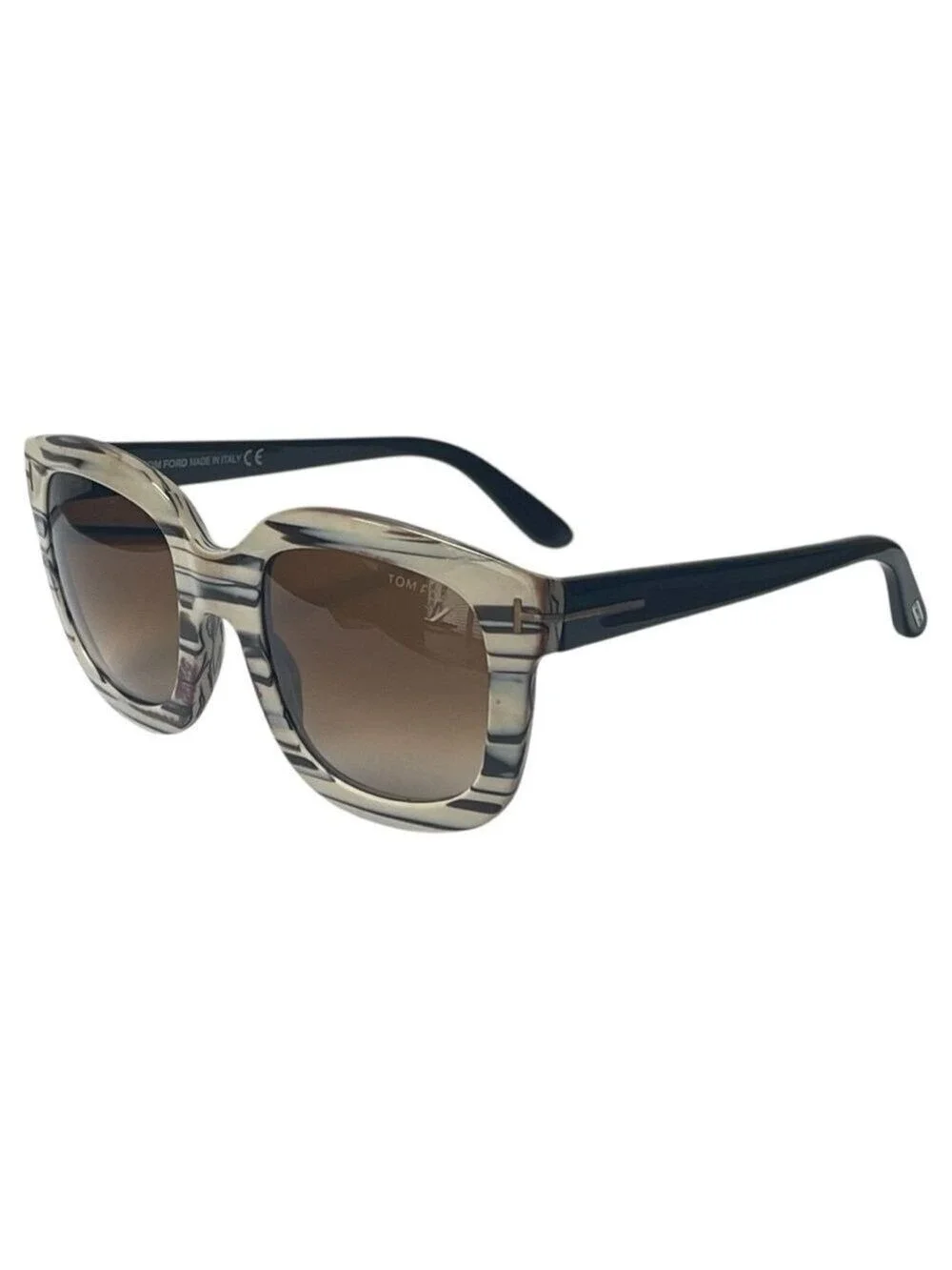 Tom Ford CHRISTOPHE Sunglasses Ivory Black Frame Brown Lens FT279 25F 53-23 140